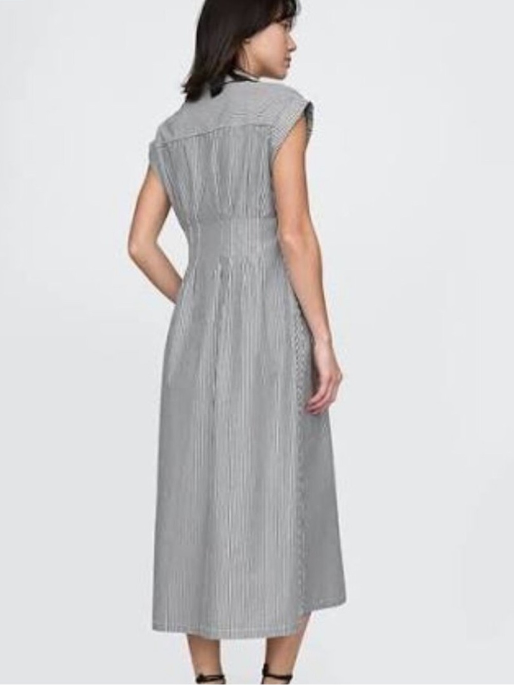 GAP Poplin Midi Shirtdress Striped 100% Cotton - Picture 3 of 10